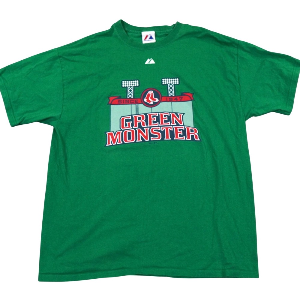 Majestic Boston Red Sox Green Monster Men XL Green T-Shirt MLB Baseball Knit USA